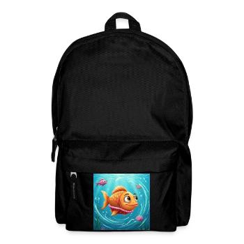 Poisson rouge ludique dans une eau colorée - Sac à dos - noir - Devant