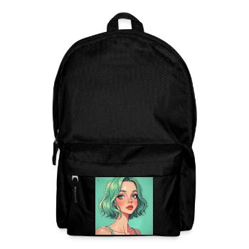 Mintgruen Pop-Art Portrait Dame - Rucksack - Schwarz - Vorne