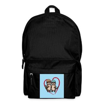 Zwei Fischotter mit Basecap Kumpels und Freunde - Rucksack - Schwarz - Vorne