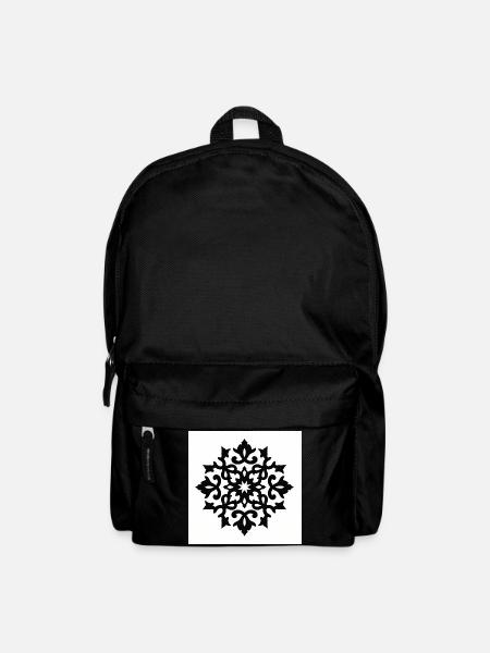 Detailed snowflake with ornamentation - Backpack - black