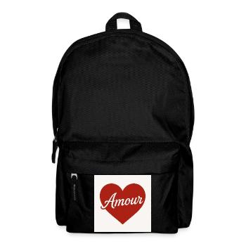 Liebevolle Herzform mit Amour-Text - Rucksack - Schwarz - Vorne