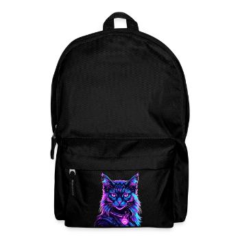 Neon Space Cat Cat Portrait - Backpack - black - Front