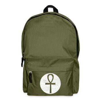 Croix égyptienne Ankh dans cercle blanc - Sac à dos - vert olive - Devant