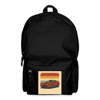 Vintage sports car with retro background - Backpack - black - Front