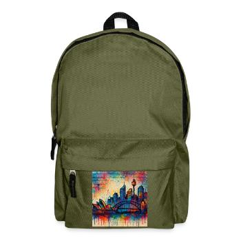 Graffiti art of Sydney's skyline - Backpack - olive green - Front