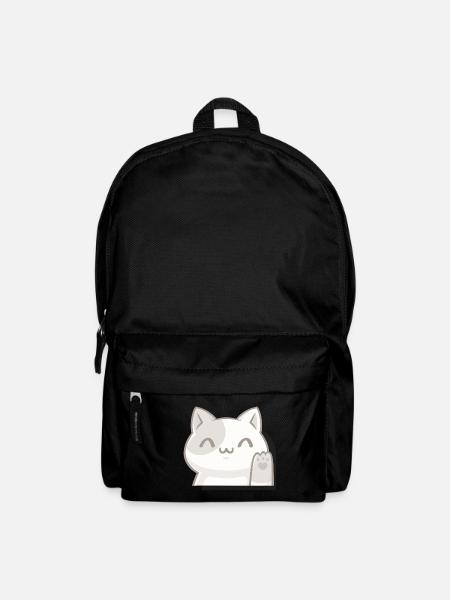 Winkende Kawaii-Katze,Glücksbringer im Chibi-Stil - Rucksack - Schwarz