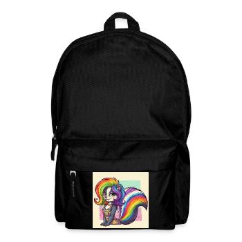 Regenbogenskunk im Kleid - Rucksack - Schwarz - Vorne