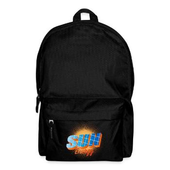 Typografie mit Solarzellen und strahlender Sonne - Rucksack - Schwarz - Vorne