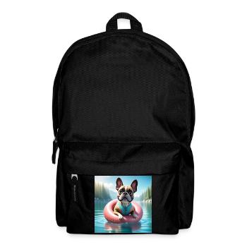 Playful French Bulldog on Water Ring - Backpack - black - Front