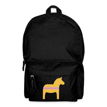 Dala Horse Knitting Pattern Horses Scandinavian Decoration - Backpack - black - Front