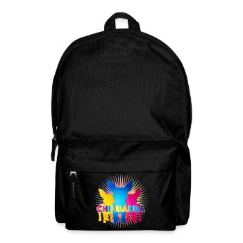 Bunte Chihuahua Silhouetten mit Pop-Art Schriftzug - Rucksack - Schwarz - Vorne