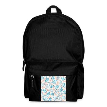 Design mit blauem und korallenfarbenem Zweig - Rucksack - Schwarz - Vorne