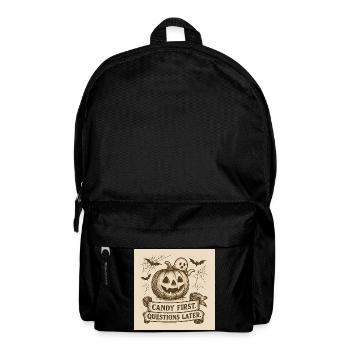 Halloween pumpkin with ghost and banner - Backpack - black - Front