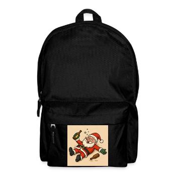 Humorous Santa Claus with bottle drinking - Backpack - black - Front