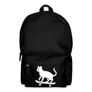 Cool Cat Skateboarder Silhouette Minimalist - Backpack - black - Front