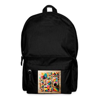 Abstract composition of coloured shapes - Backpack - black - Front