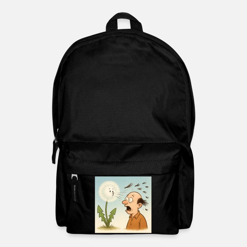Pusteblume Glatze – Lustiges Cartoon Motiv - Rucksack - Schwarz