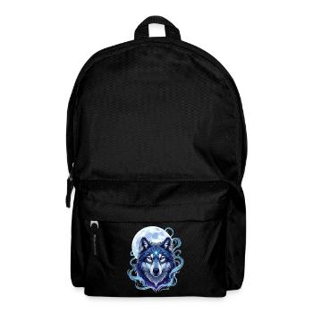 Mystischer Wolf mit Mondschein-Hintergrund - Rucksack - Schwarz - Vorne