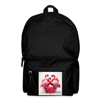 Flamingo Hearts and Flowers - Backpack - black - Front