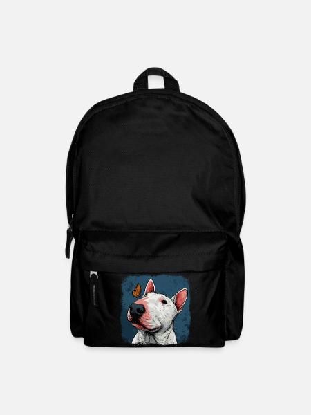 Fröhlicher Bullterrier mit Schmetterling - Rucksack - Schwarz