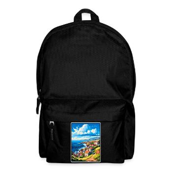 Terceira Portugal Küstenklippen Dorfszene - Rucksack - Schwarz - Vorne
