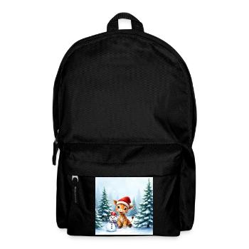 Christmas Giraffe in Winter Landscape - Backpack - black - Front
