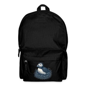 Detailed Puffin Nest Illustration - Backpack - black - Front