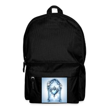 Dekorativer Herzrahmen im blauen Barockstil - Rucksack - Schwarz - Vorne