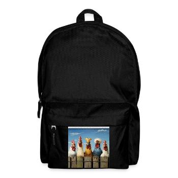 Humorous chicken family in comic style - Backpack - black - Front