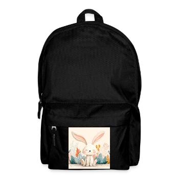 Cute Bunny with Pastel Vegetation - Backpack - black - Front