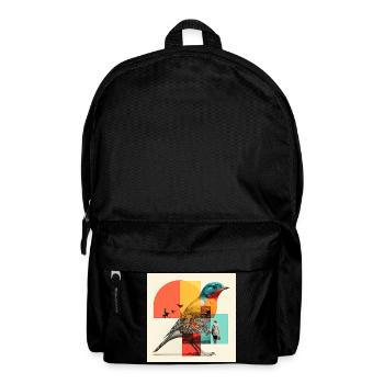Shapeshifting bird in colorful collage - Backpack - black - Front