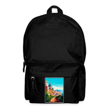 Cagliari Italy Mediterranean Sunrise Travel Poster - Backpack - black - Front