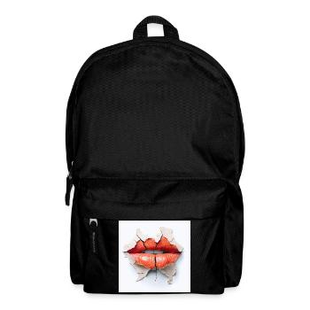 Bold lips on cracked wall - Backpack - black - Front