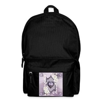 Ornamentales Herz mit weißen Rosen - Rucksack - Schwarz - Vorne