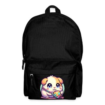 Kawaii Hamster Mit Ball Und Hockeyschläger Sport - Rucksack - Schwarz - Vorne