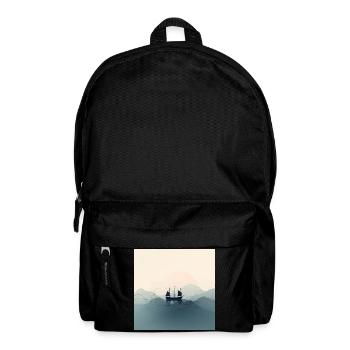 Sailing boat in minimalist ocean - Backpack - black - Front