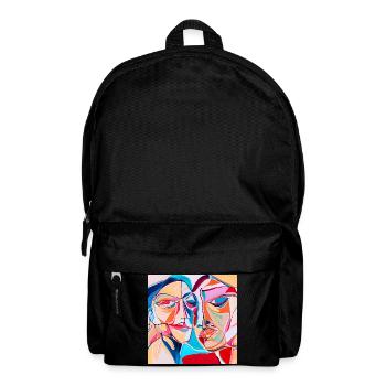 Colorful Abstract Expressionist Portrait - Backpack - black - Front