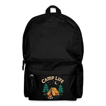 Camp de tente du soir avec ciel étoilé - Sac à dos - noir - Devant