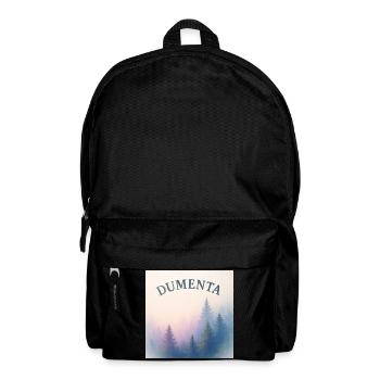 Forest landscape with Dumenta lettering - Backpack - black - Front