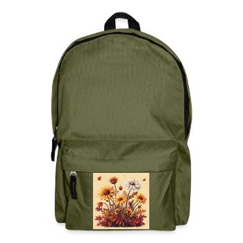 8-Bit Autumn Blooms - Rucksack - Olivgrün - Vorne