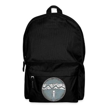 Naturverbundenes Menschenmotiv mit Bergpanorama - Rucksack - Schwarz - Vorne