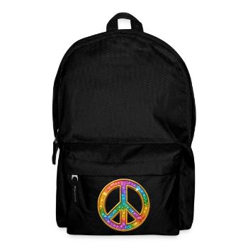 PEACE | Colourful peace symbol with glitter look - Backpack - black - Front