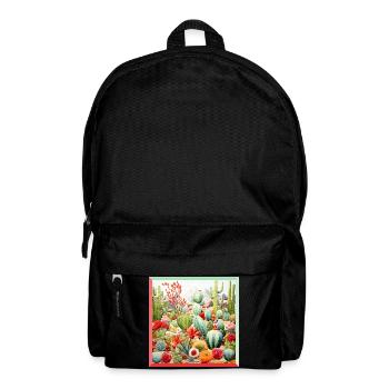 Embroidery cacti collection garden landscape - Backpack - black - Front