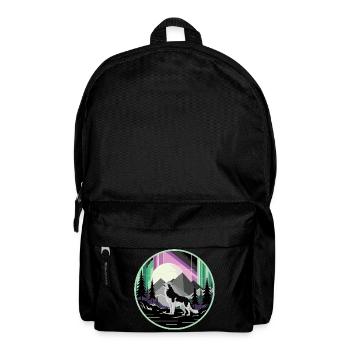 Siberian Husky mit Polarlicht - Rucksack - Schwarz - Vorne