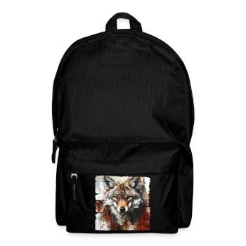 Ausdrucksstarker Wolfporträt Kunstdesign - Rucksack - Schwarz - Vorne
