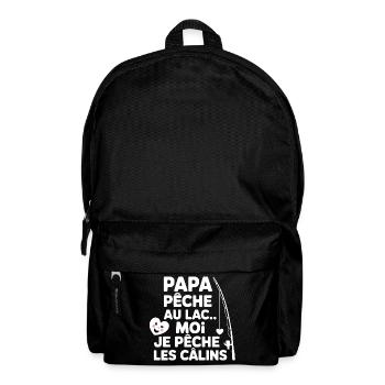 Baby Humor T-Shirt – Daddy Peach, Me Hugs 💖 - Backpack - black - Front