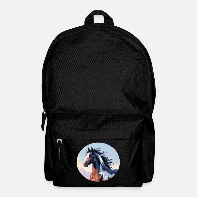 Tinker stallion galloping in mountain landscape - Backpack - black