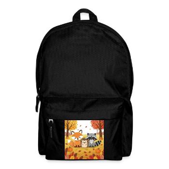 Herbstliche Waldtiere Illustration - Rucksack - Schwarz - Vorne