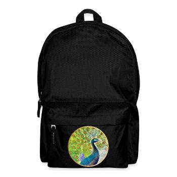 Magnificent peacock with crown - Backpack - black - Front