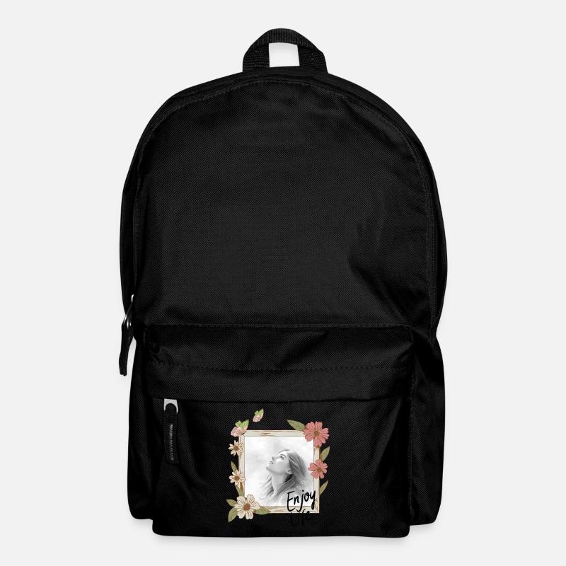 Floral Frame Portrait Enjoy Life - Rucksack - Schwarz
